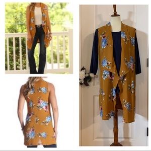 NWOT Floral Mustard Yellow Sleeveless Dust…